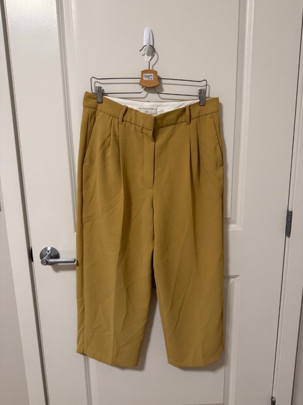 Aritzia Wilfred The Effortless Pant Cropped Mustard Khaki Pleated Size 14